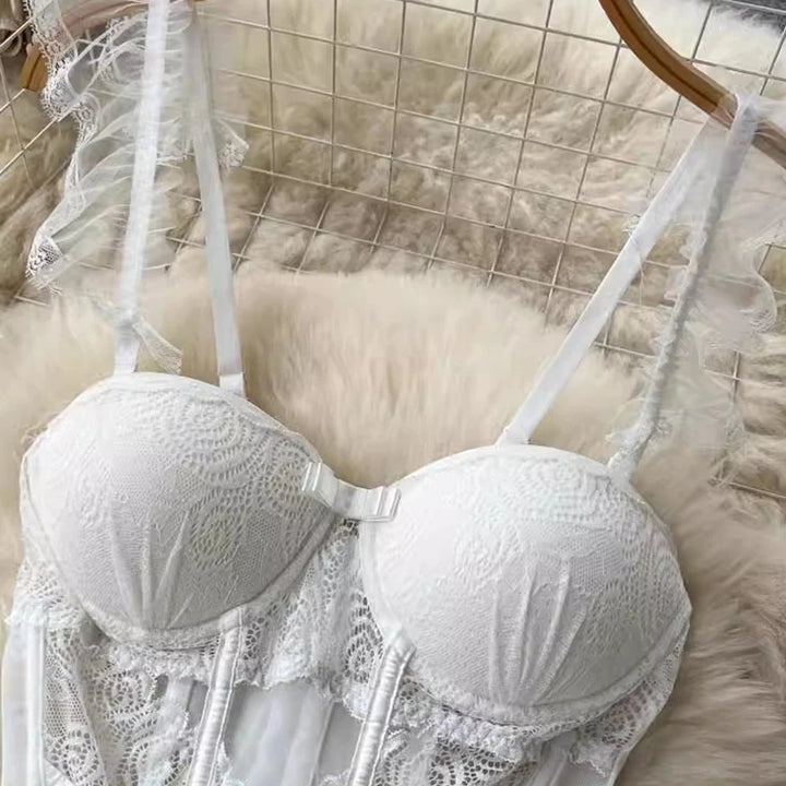 CHILLGIO Women Mesh Sexy Lingerie Pornographic Nightgowns Lace Fashion Push Up Dress Slim Erotic lrregular 2 Piece Pajamas Suits